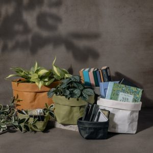 Brown Washable Kraft Paper Bag Storage - Eco-Friendly Organizer for Home & Office